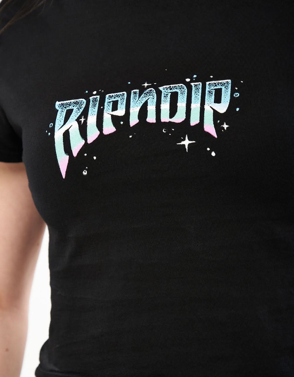 RIPNDIP Womens Superstar Cropped Baby Tee  - Black - Image 3