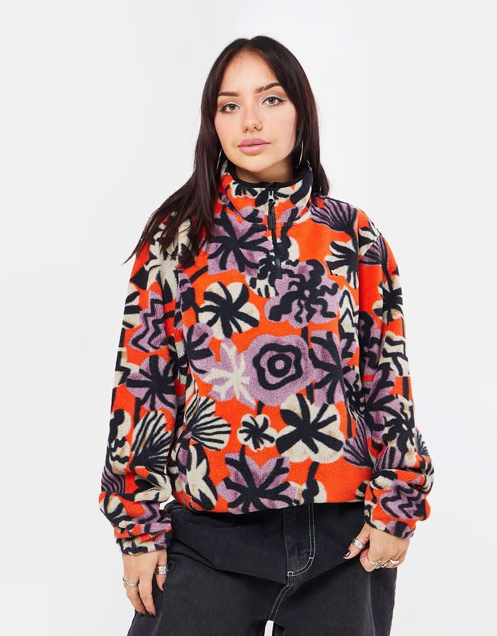 Route One 1/4 Zip Nevada Fleece - Black/Orange - Image 14