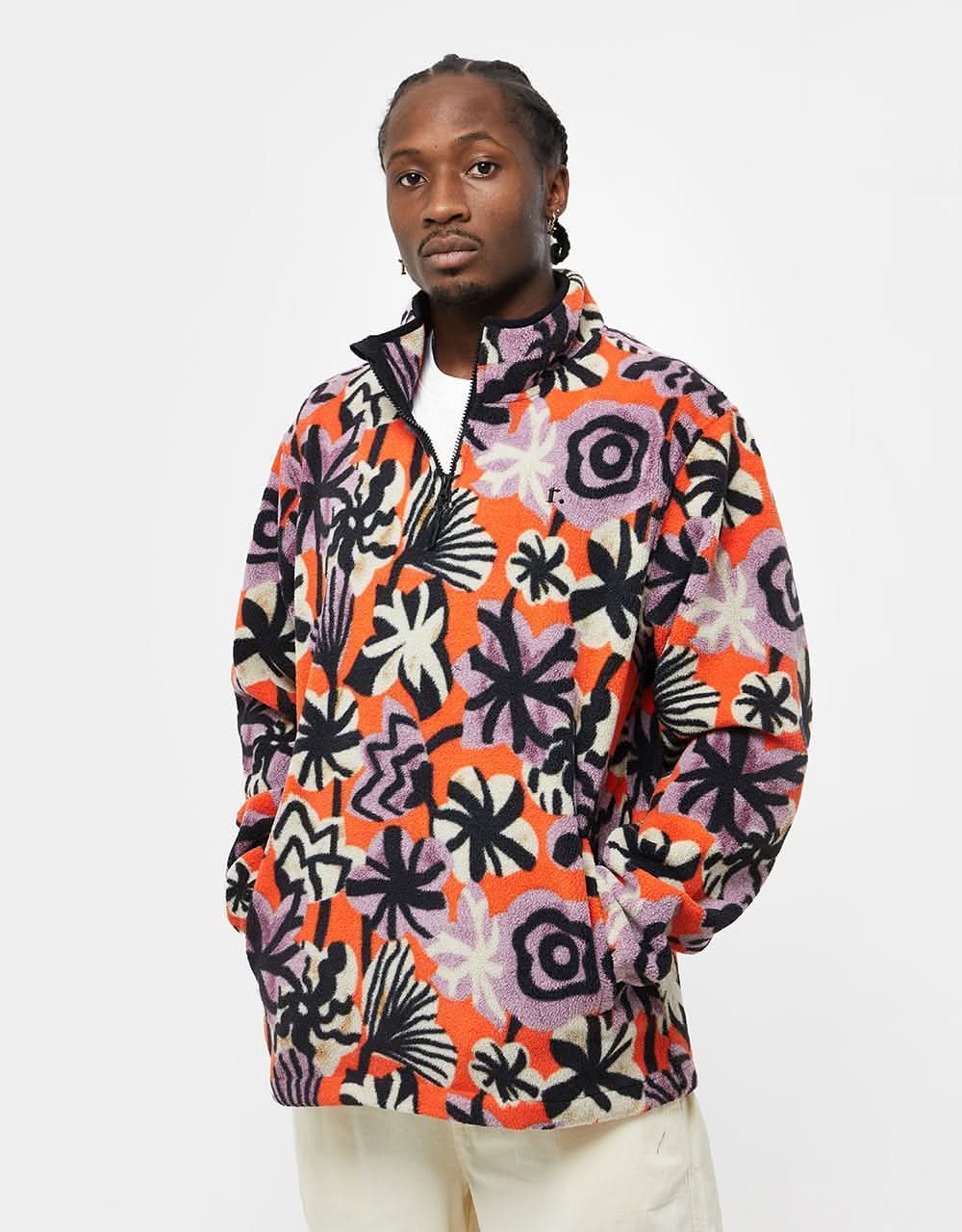 Route One 1/4 Zip Nevada Fleece - Black/Orange - Image 7