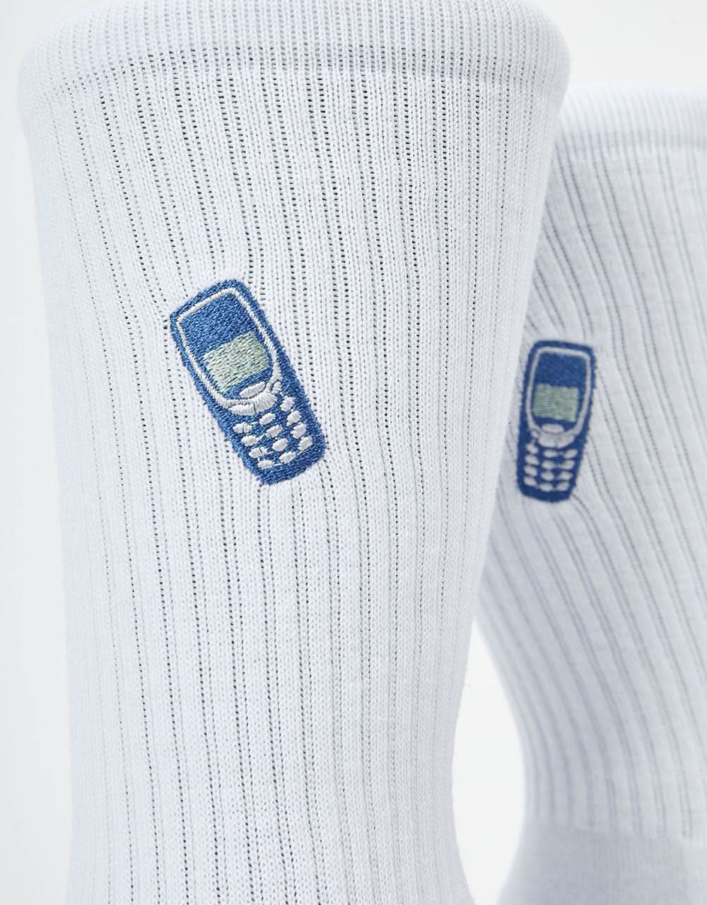 Route One 3310 Crew Socks - White (Embroidered) - Image 2