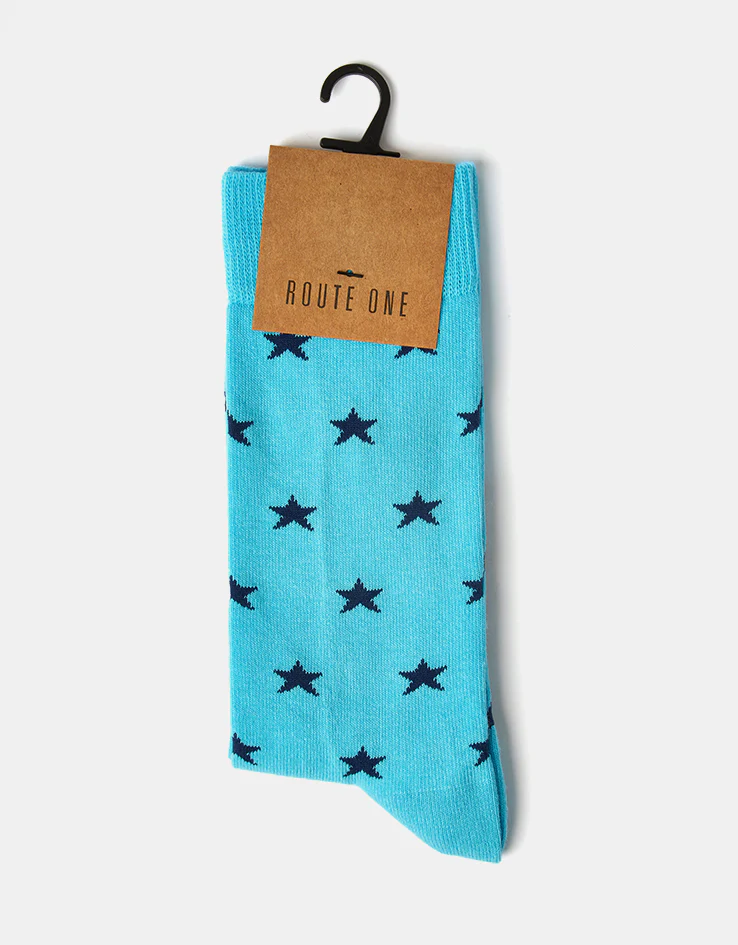 Route One All Over Stars Socks - Light Blue/Dark Blue - Image 5
