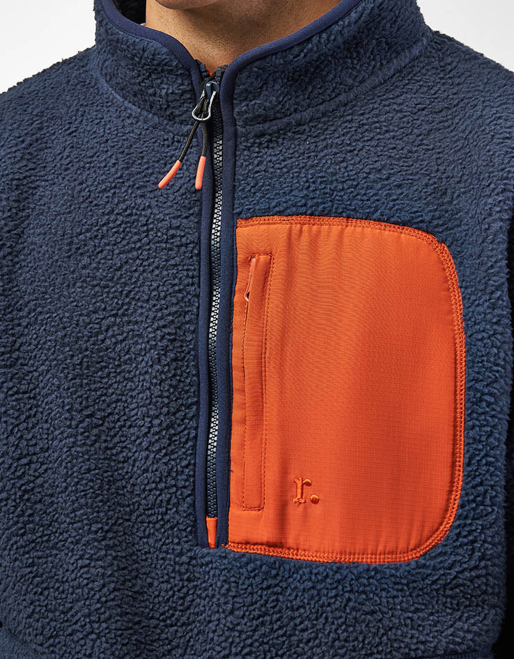 Route One Alpine Half Zip Fleece - Navy/Orange - Image 3
