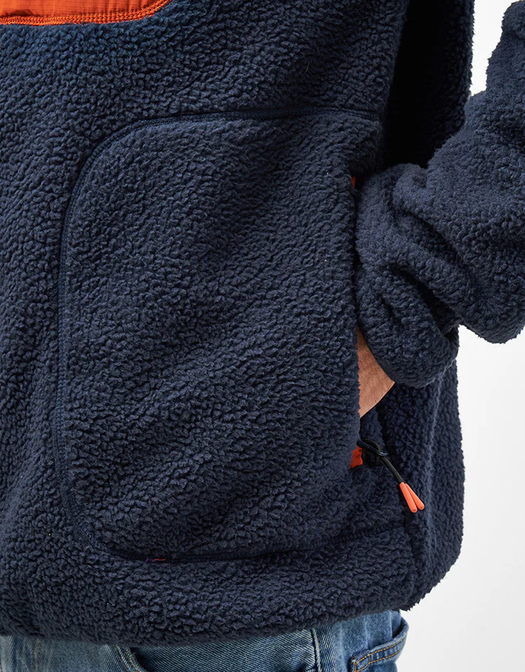 Route One Alpine Half Zip Fleece - Navy/Orange - Image 4
