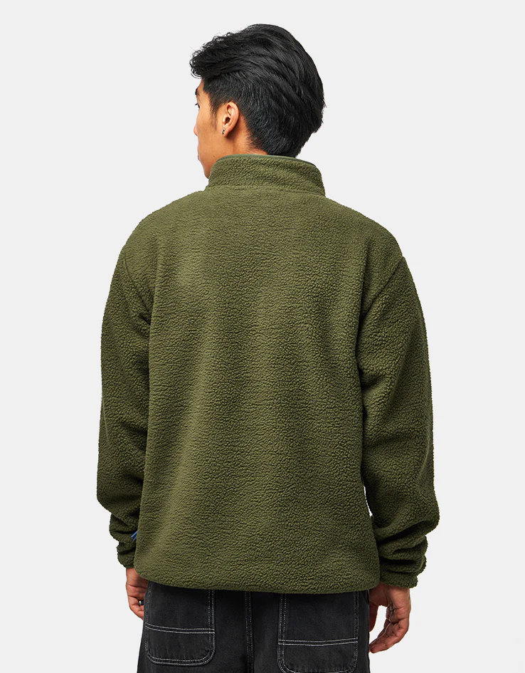 Route One Alpine Half Zip Fleece - Olive/Blue - Image 2