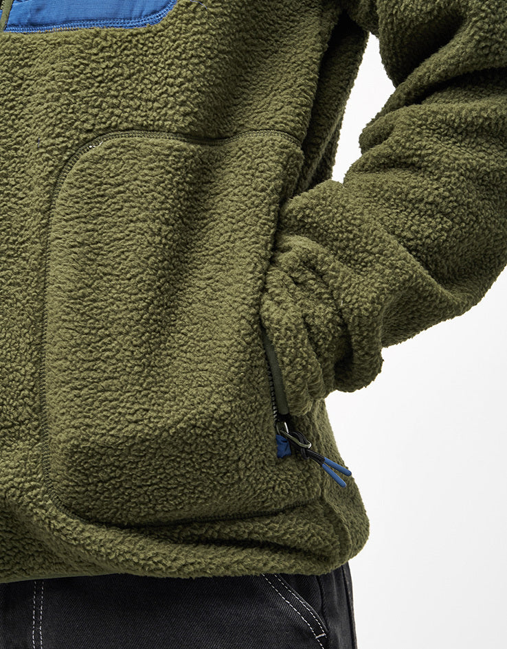 Route One Alpine Half Zip Fleece - Olive/Blue - Image 5