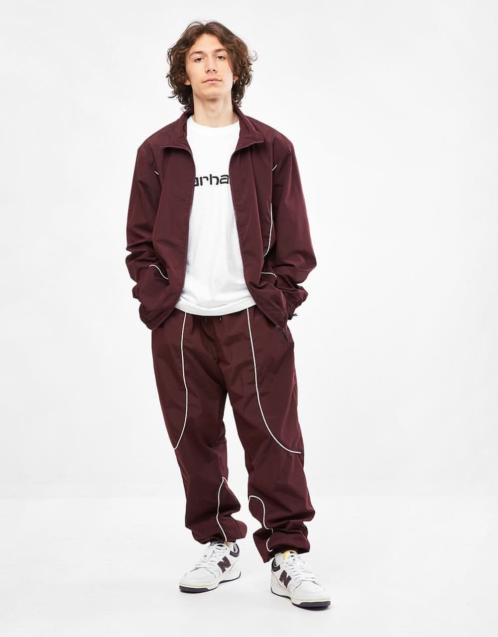 Route One Apex Track Pant - Burgundy/Ivory - Image 2