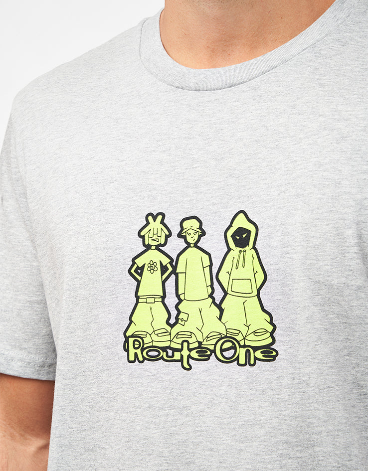 Route One Baggy Crew Organic T-Shirt - Heather Grey - Image 3