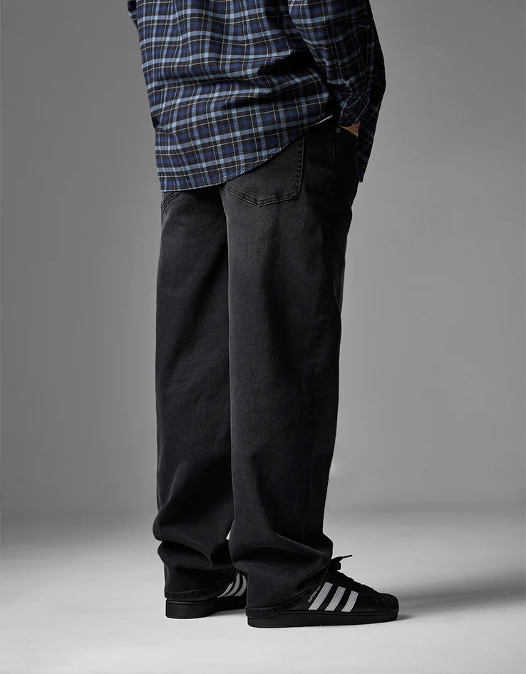 Route One Baggy Denim Jeans - Black - Image 3