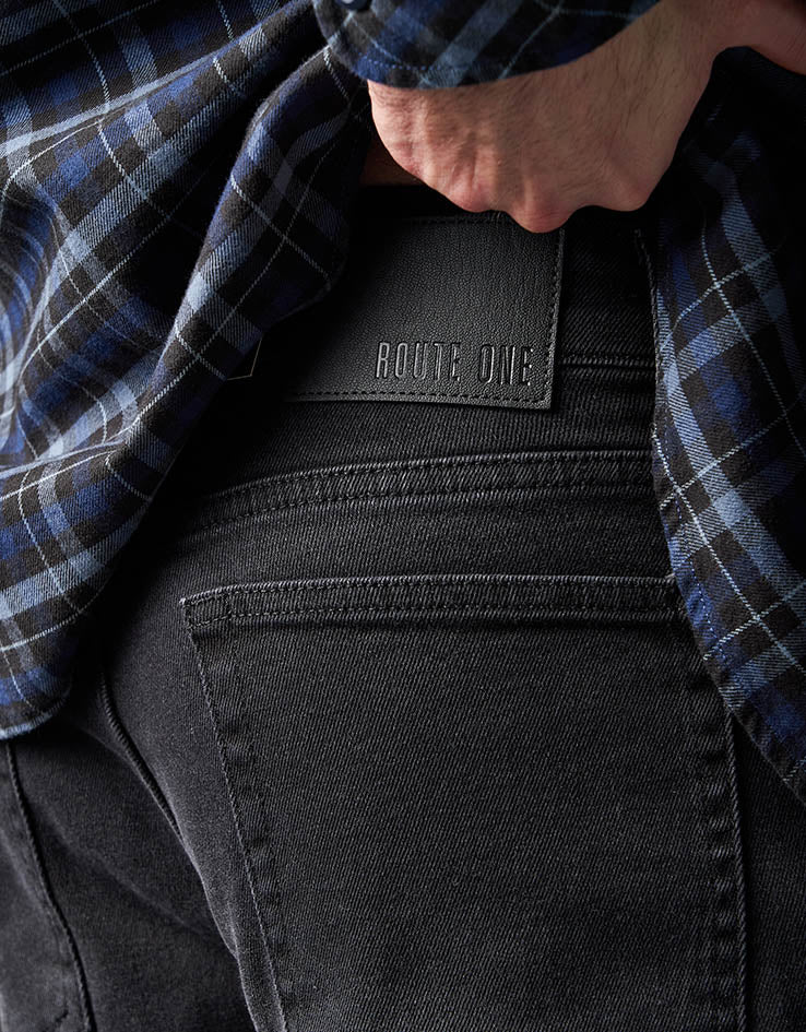 Route One Baggy Denim Jeans - Black - Image 4