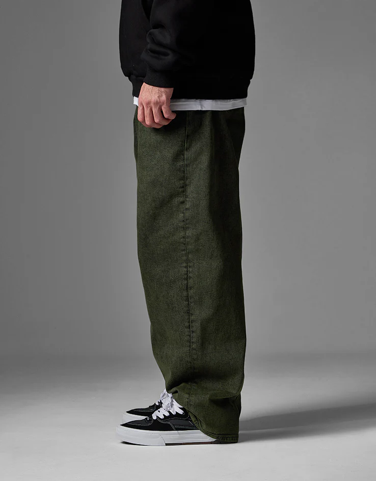 Route One Baggy Denim Jeans - Leaf Green - Image 3