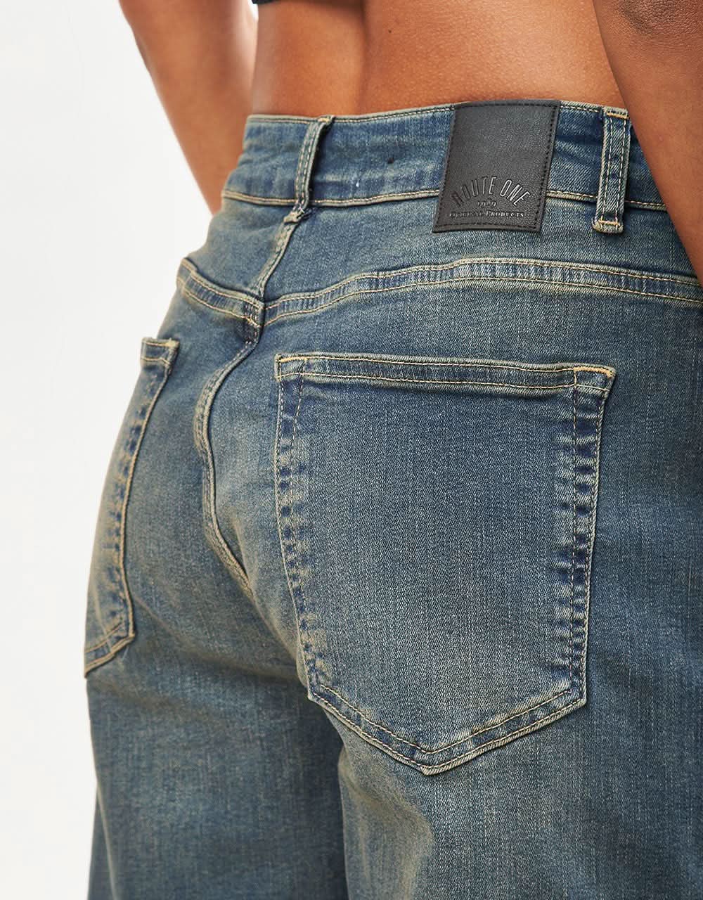 Route One Baggy Denim Jeans - Mid Wash - Image 12