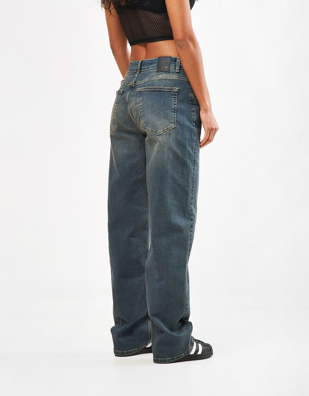 Route One Baggy Denim Jeans - Mid Wash - Image 9