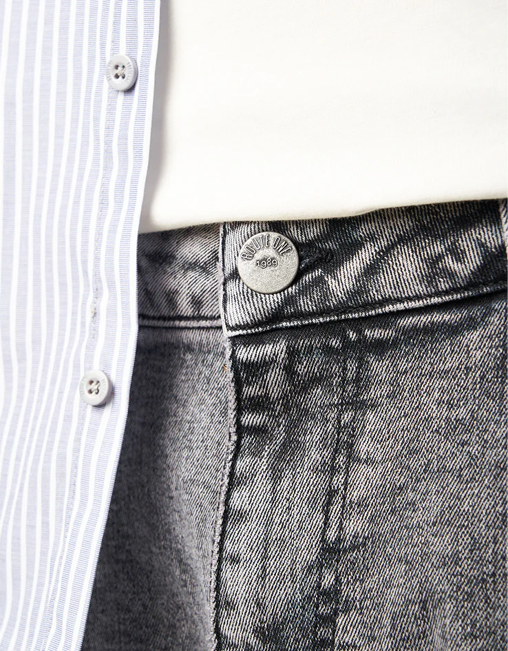 Route One Baggy Denim Jeans - Slate Grey - Image 6