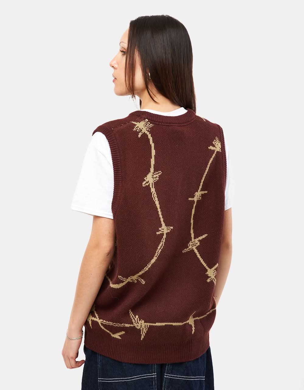 Route One Barbed Knitted Vest - Nut Brown/Wheat - Image 6