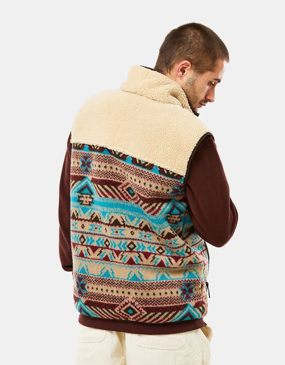 Route One Baskan Fleece Gilet - Merlot/Cerulean - Image 5
