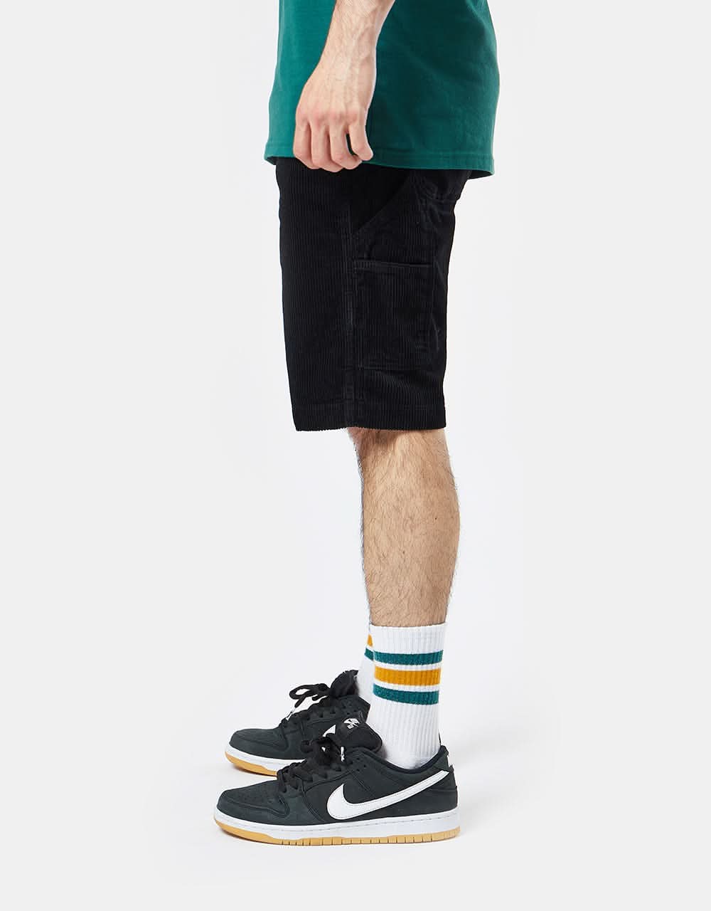 Route One Big Wale Cord Carpenter Shorts - Black - Image 3