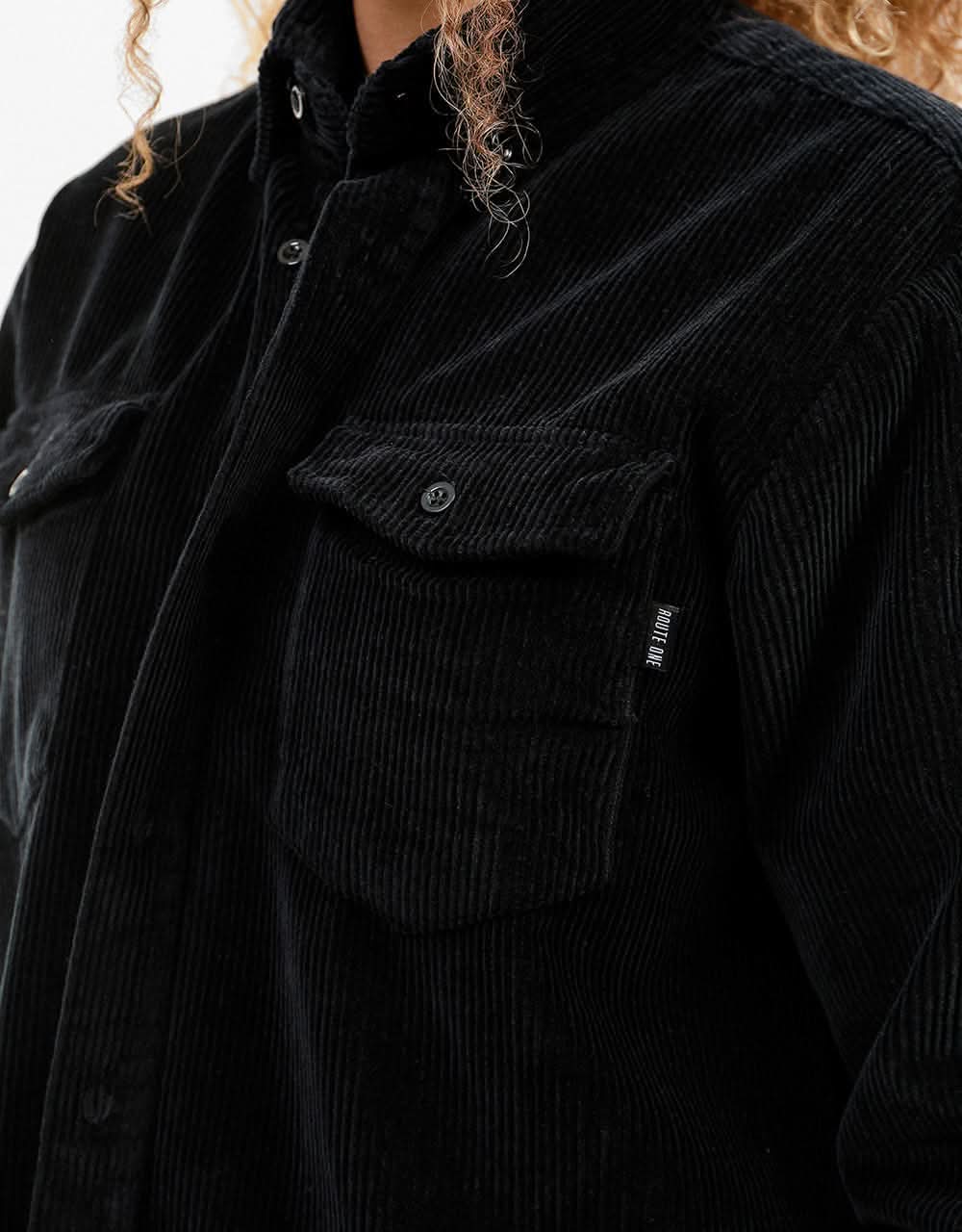 Route One Big Wale Cord Shirt - Black - Image 6