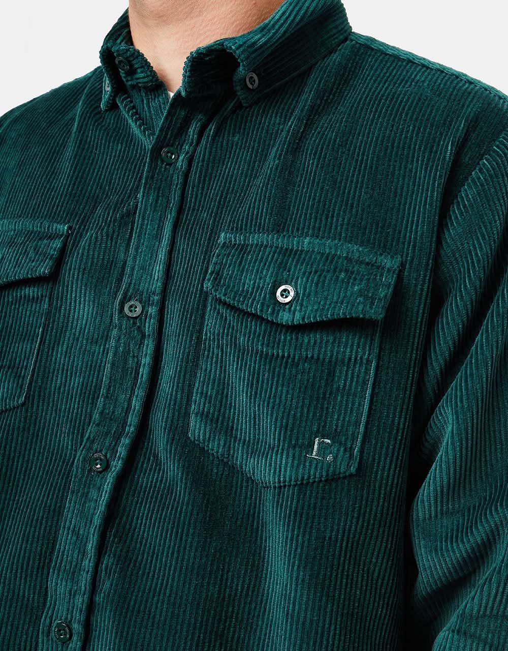 Route One Big Wale Cord Shirt - Forest Green - Image 2