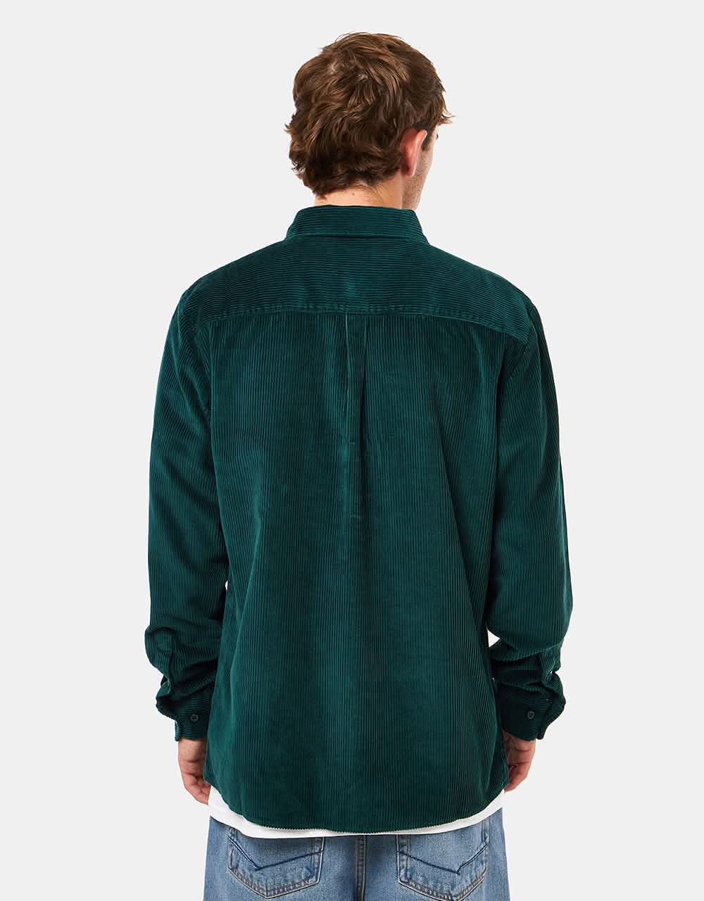 Route One Big Wale Cord Shirt - Forest Green - Image 4