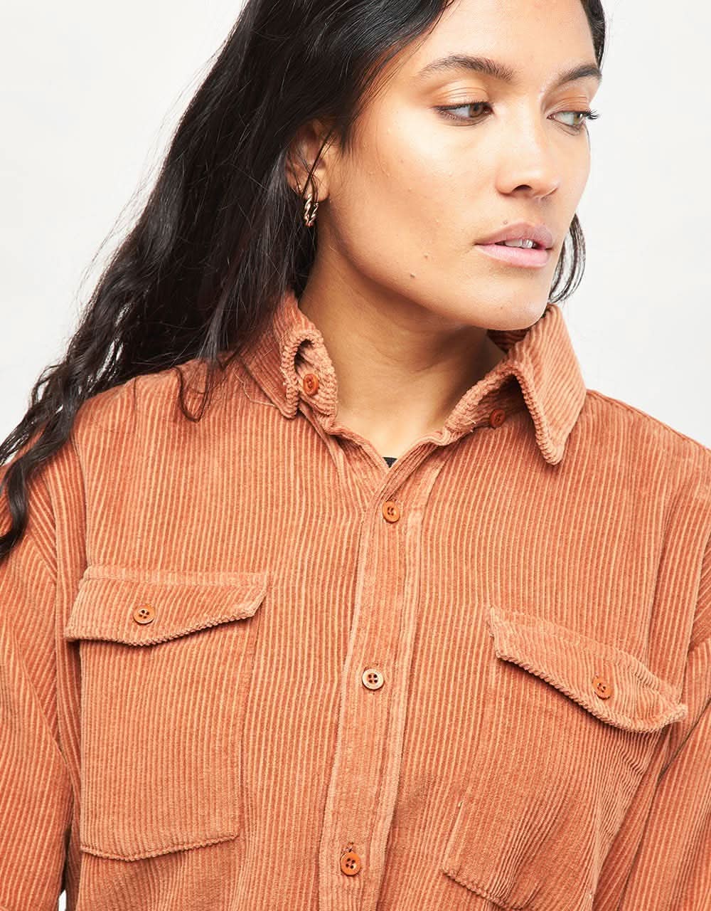 Route One Big Wale Cord Shirt - Gingerbread - Image 11