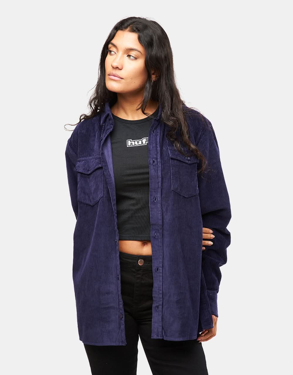 Route One Big Wale Cord Shirt - Navy - Image 6