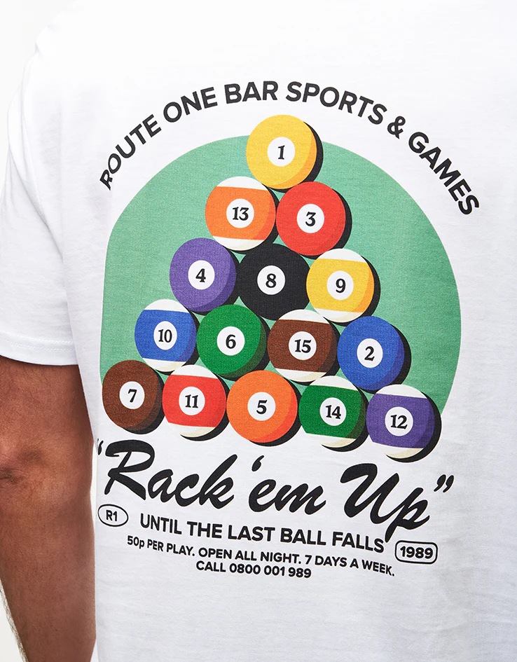 Route One Billiards Organic T-Shirt - White - Image 3