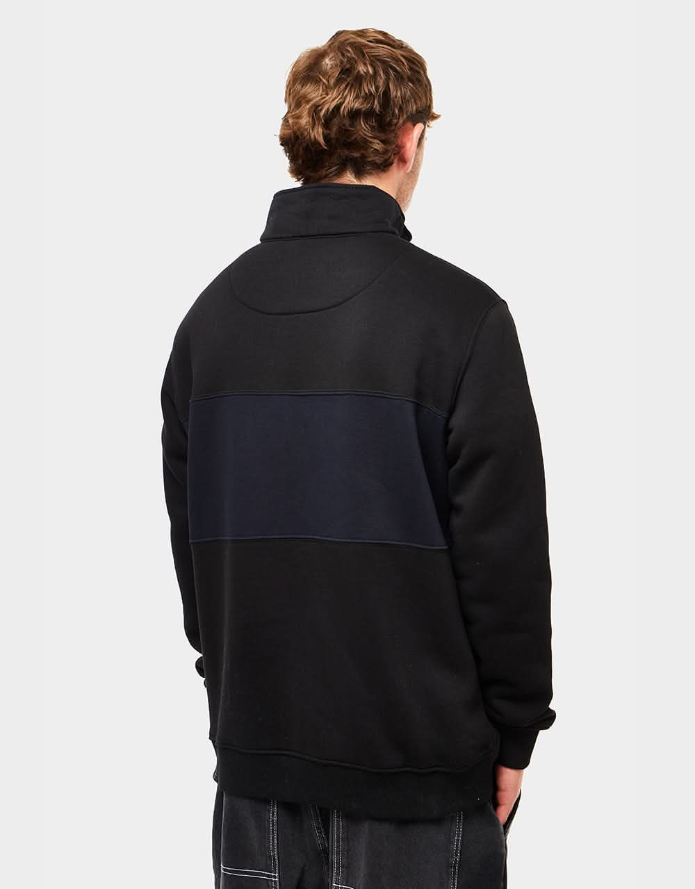 Route One Blocked 1/4 Zip Sweat - Black/Navy - Image 3