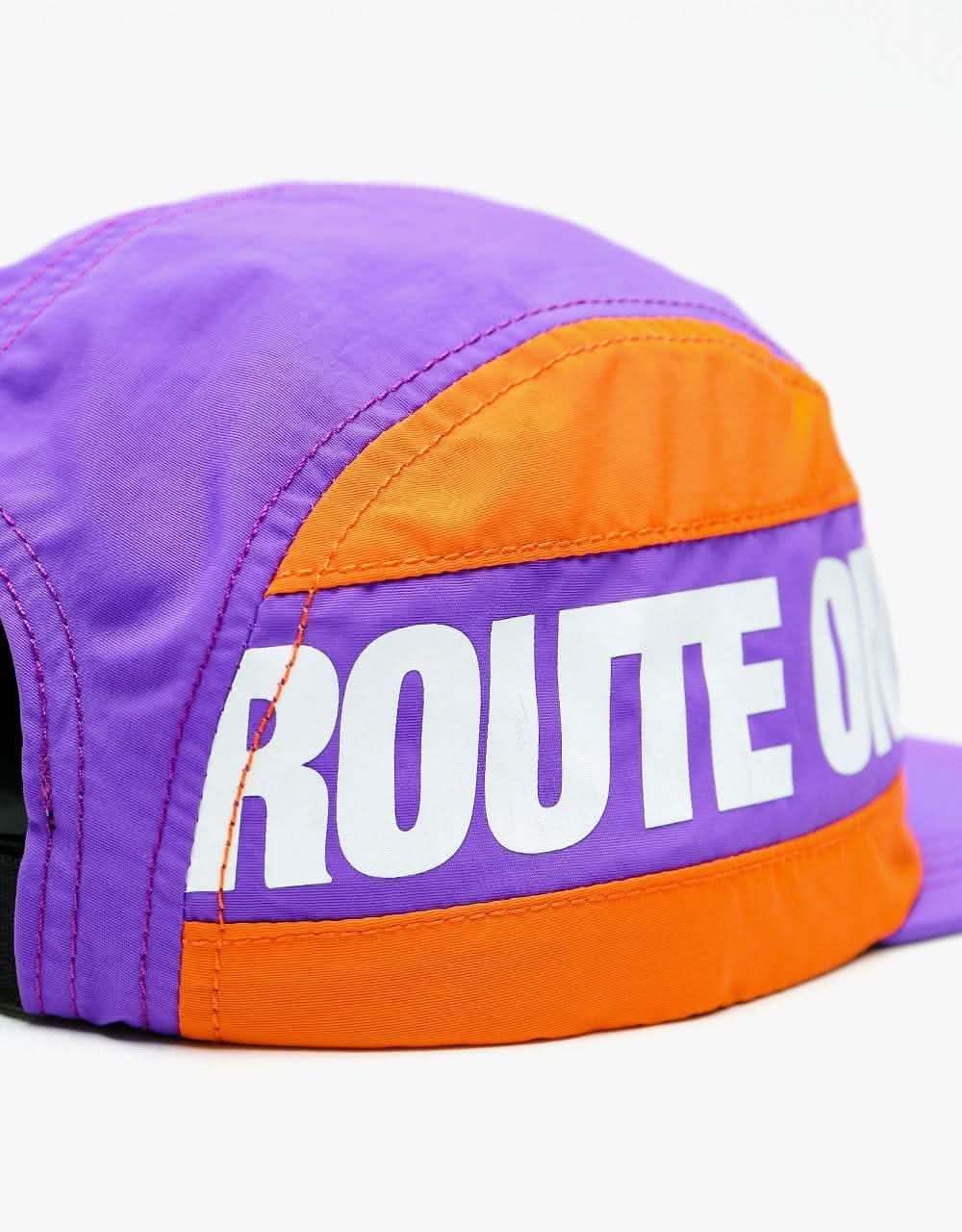 Route One Blocked 5 Panel Cap - Lavender/White/Blazing Orange - Image 3