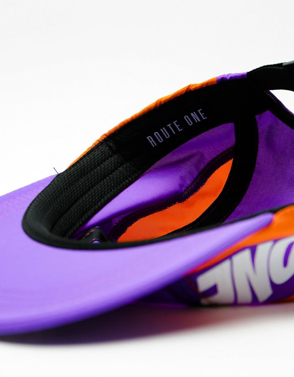Route One Blocked 5 Panel Cap - Lavender/White/Blazing Orange - Image 7