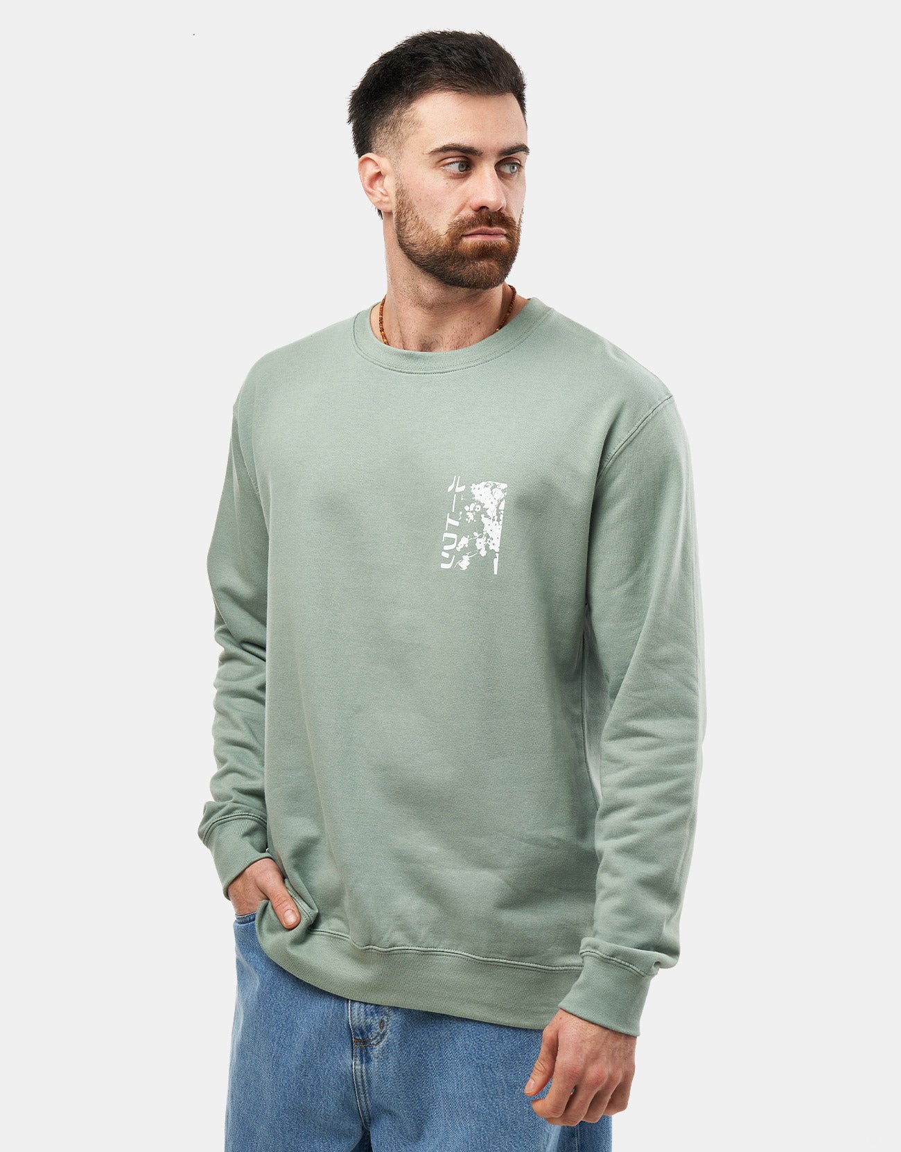 Route One Blossoms Sweatshirt - Dusty Green - Image 3