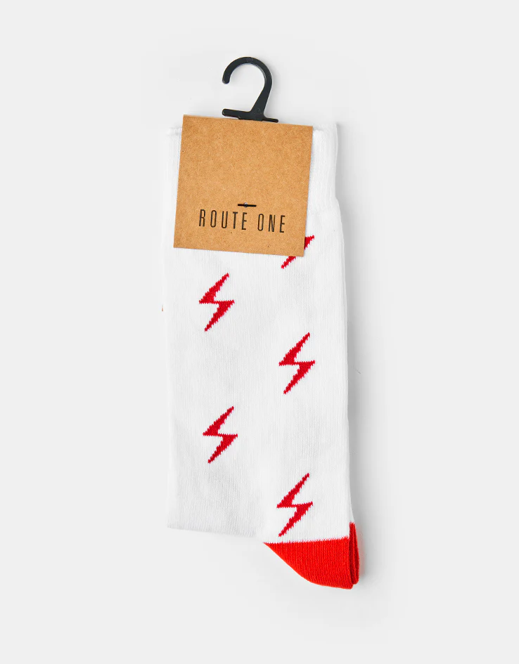 Route One Bolt Socks - White - Image 2