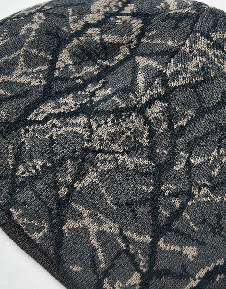 Route One Branch Camo Recycled Cuffless Beanie - Dark Grey - Image 2