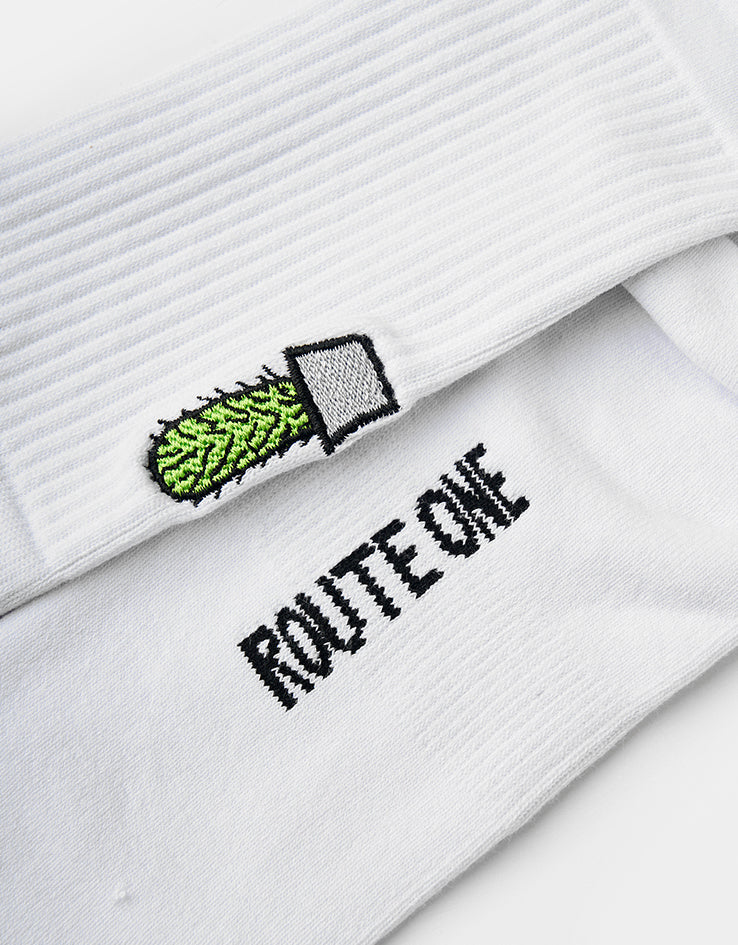 Route One Cactus Crew Socks - White - Image 3