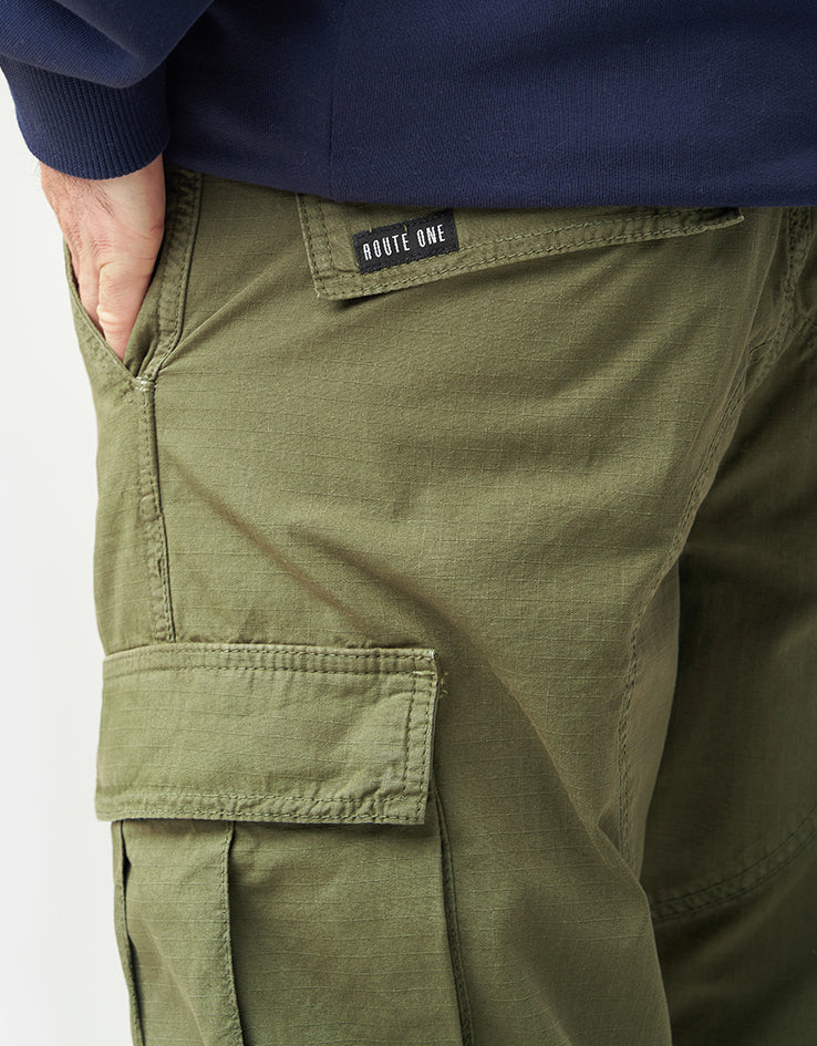Route One Cargo Pants - Olive - Image 6