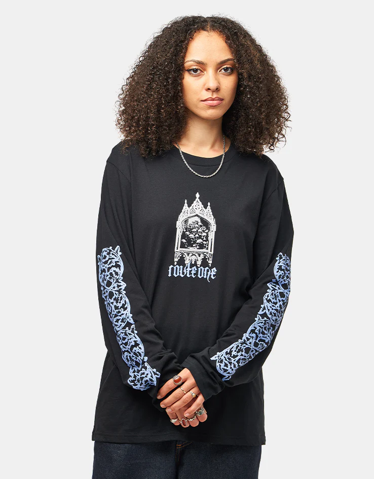 Route One Carved Organic L/S T-Shirt - Black - Image 5