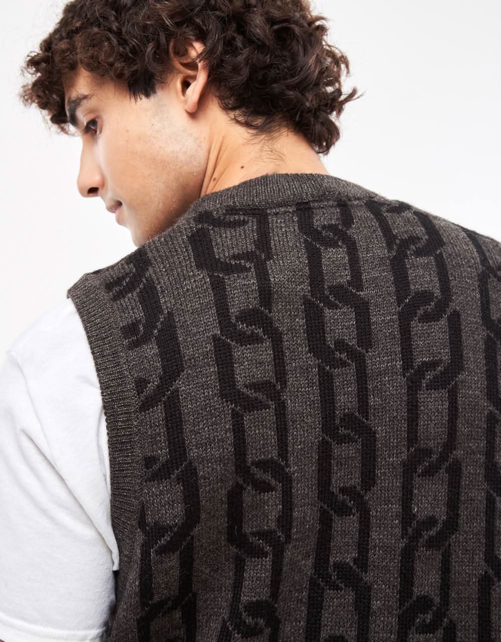 Route One Chains Knitted Vest - Charcoal - Image 3