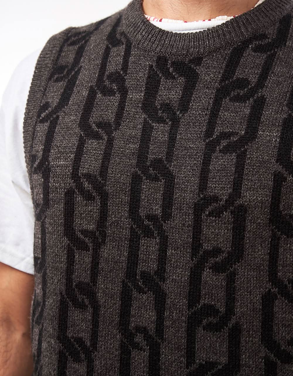 Route One Chains Knitted Vest - Charcoal - Image 4