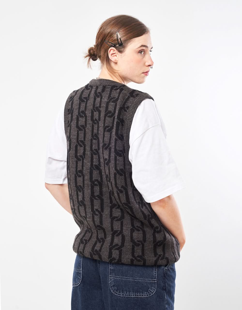 Route One Chains Knitted Vest - Charcoal - Image 6