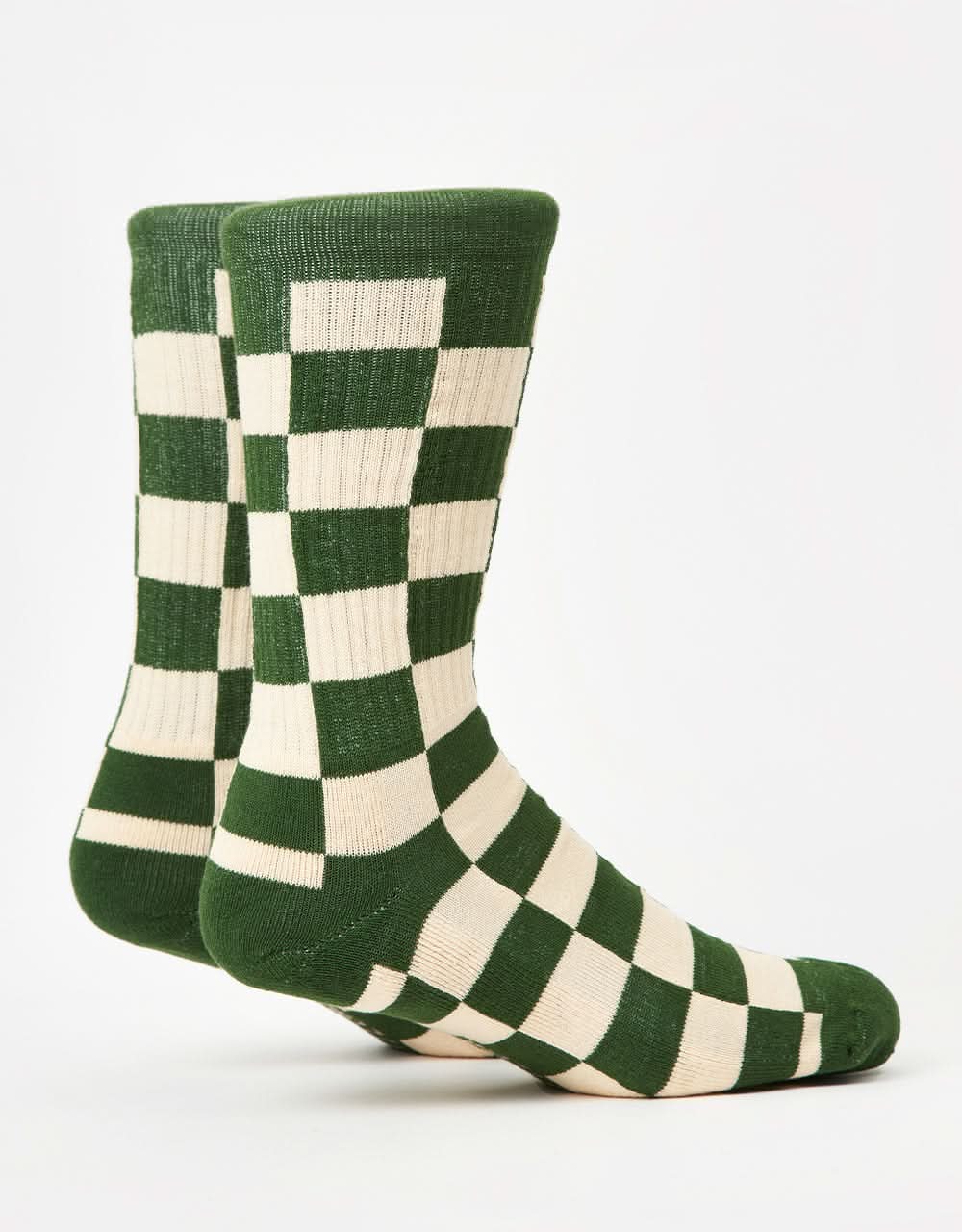 Route One Checkerboard Crew Socks - Forest Green/Natural - Image 5