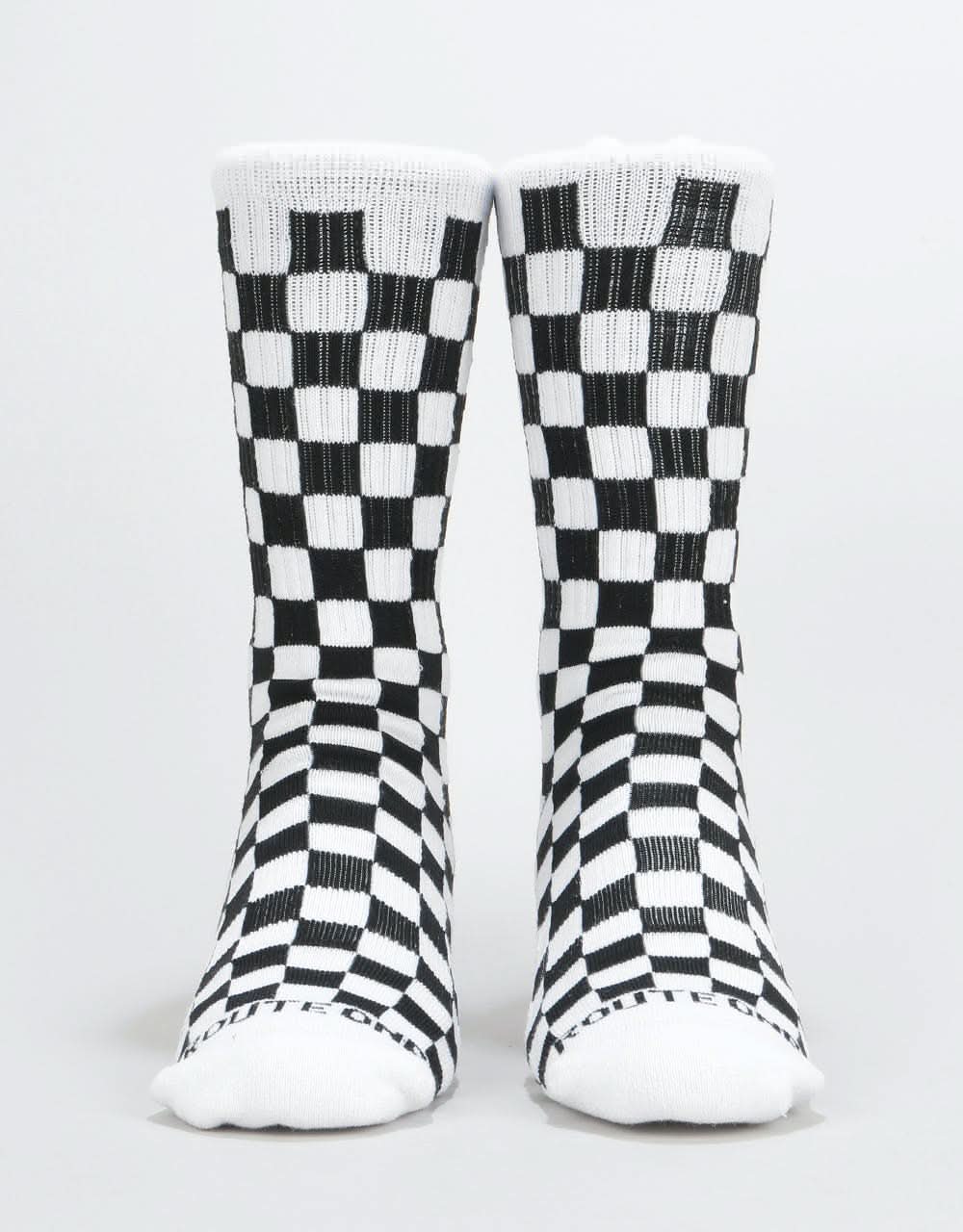 Route One Checkerboard Crew Socks - Black/White - Image 3