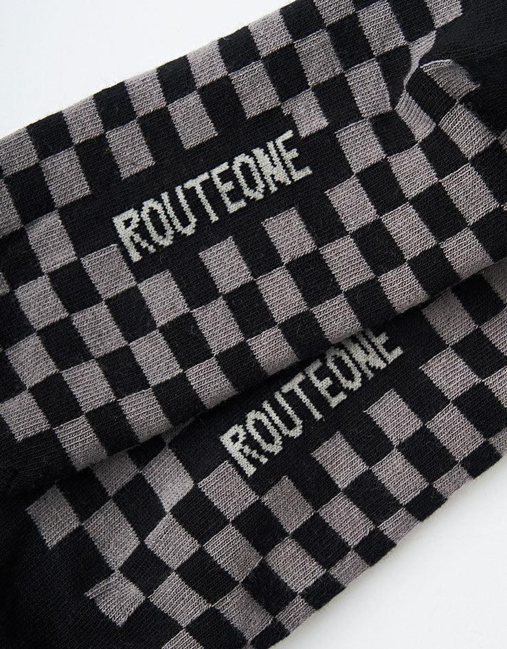 Route One Chequered Socks - Black/Grey - Image 4