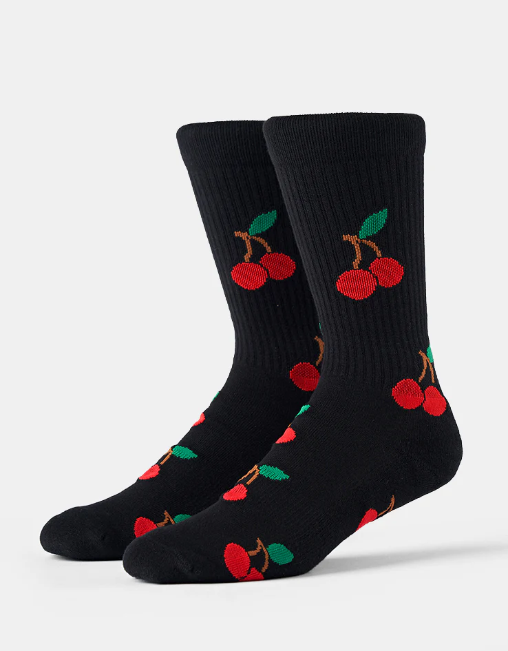 Route One Cherries Crew Socks - Black