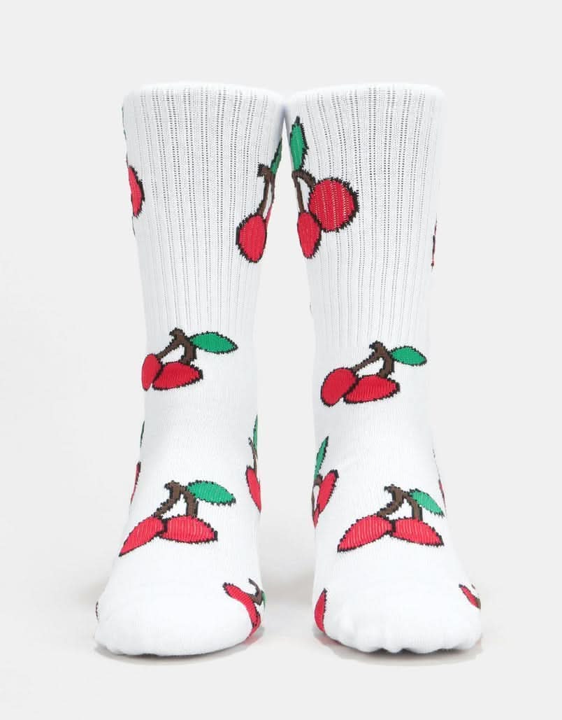 Route One Cherries Crew Socks - White - Image 2