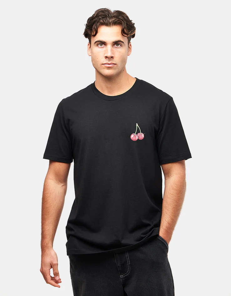 Route One Cherries Organic T-Shirt - Black - Image 2