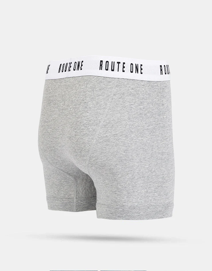 Route One Classic Boxer Shorts 2 Pack - Heather Grey - Image 3