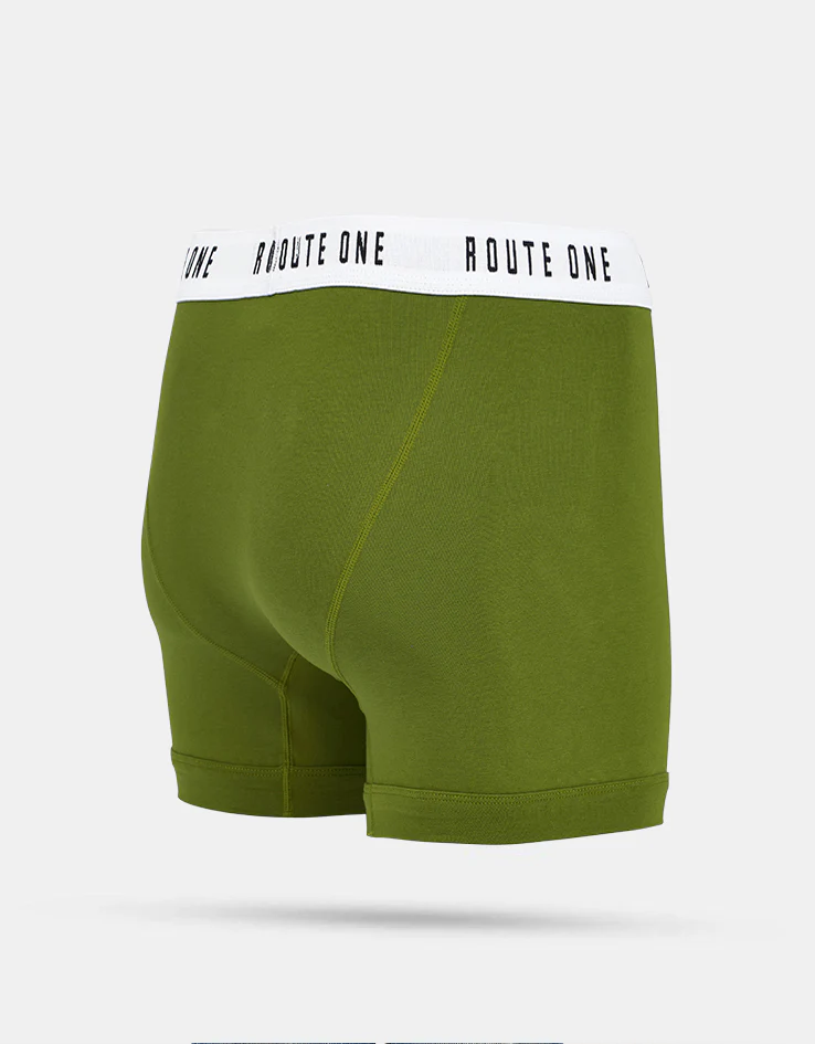 Route One Classic Boxer Shorts 2 Pack - Olive/Burnt Orange - Image 3