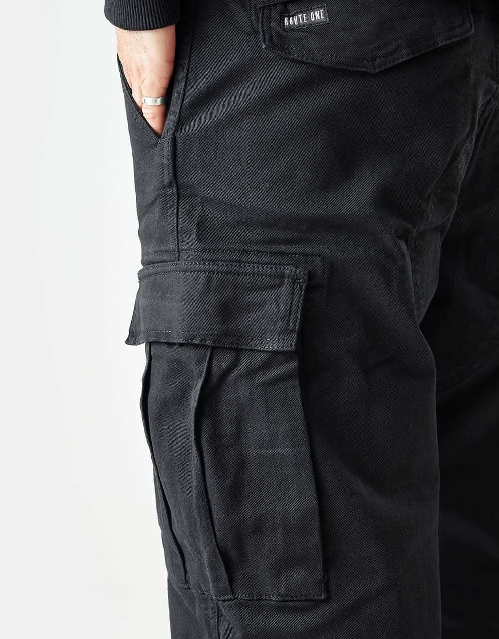 Route One Classic Cargo Pants - Black - Image 2