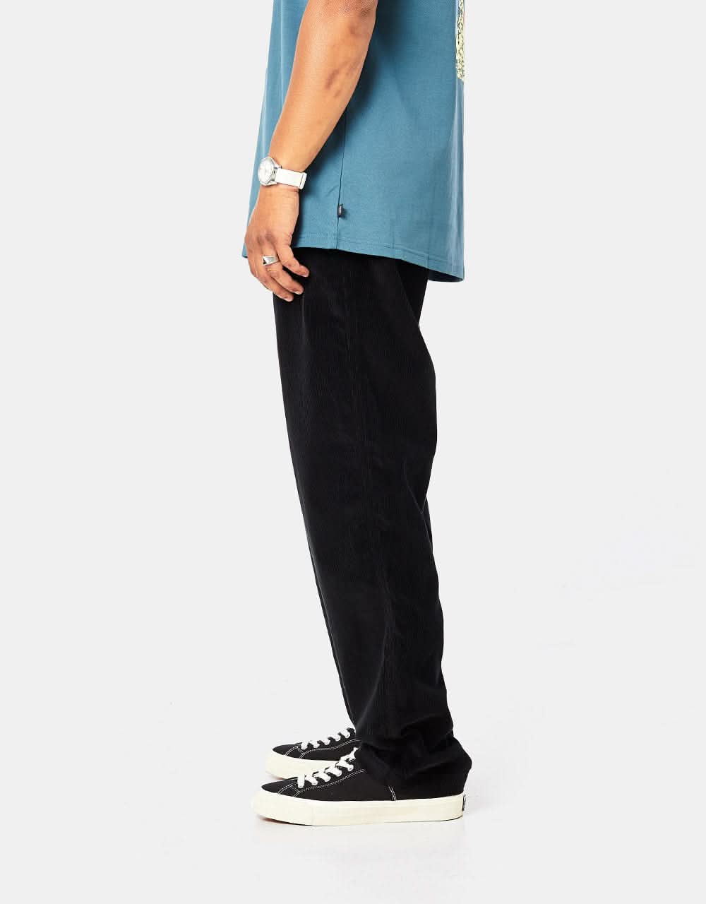 Route One Classic Cord Beach Pants - Black - Image 3