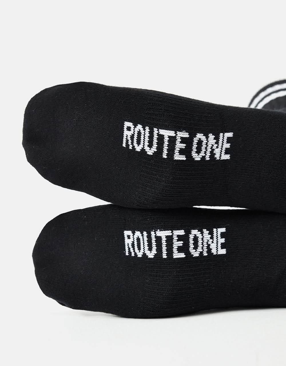 Route One Classic Crew Socks 2 Pack - Black/Black - Image 4