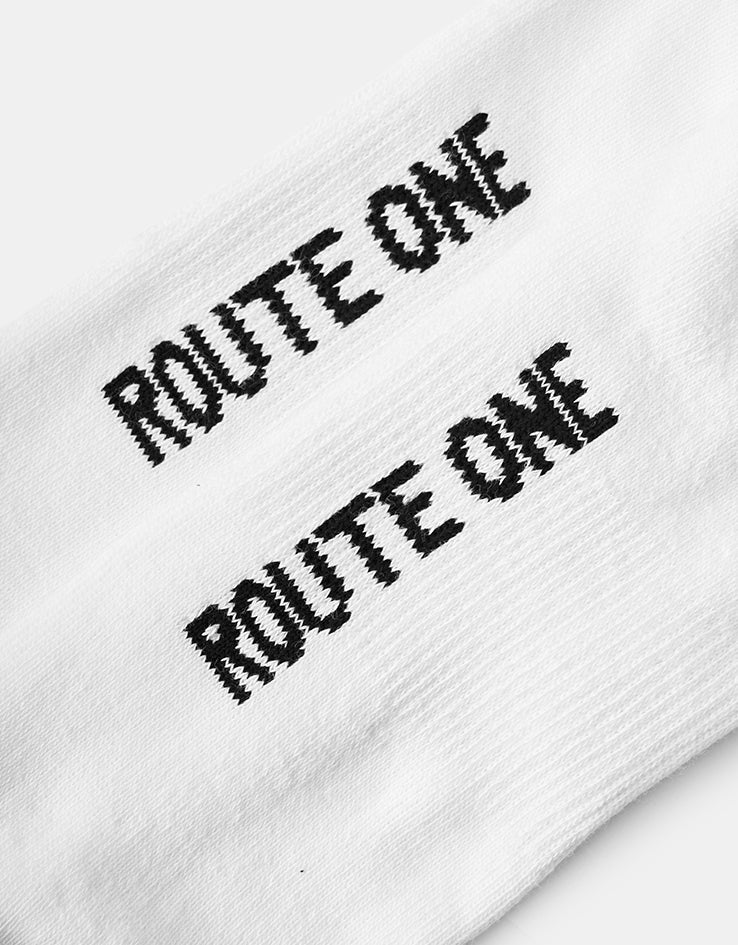 Route One Classic Crew Socks - White/Black - Image 4